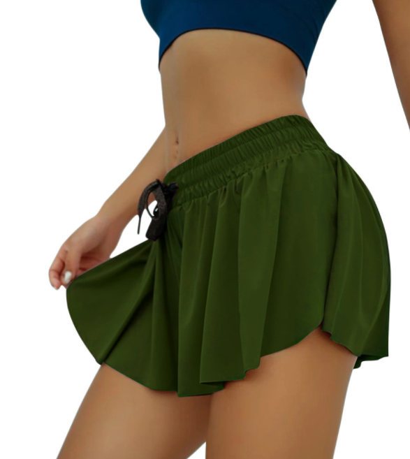 Culotte-Style Breathable Gym Shorts