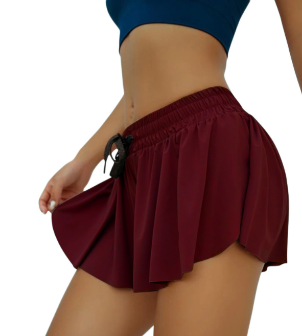Culotte-Style Breathable Gym Shorts
