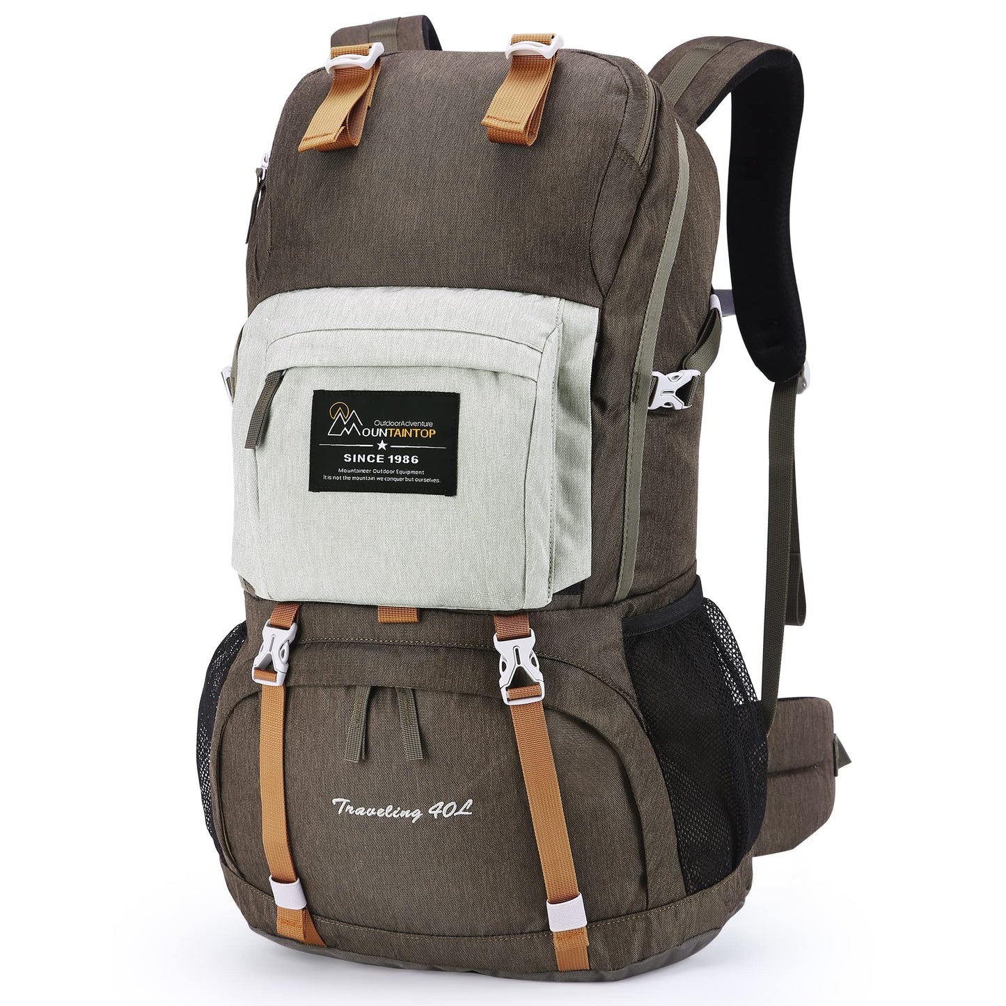 MOUNTAINTOP 40L Hiking Backpack with Rain Cover – Lightweight Travel Pack