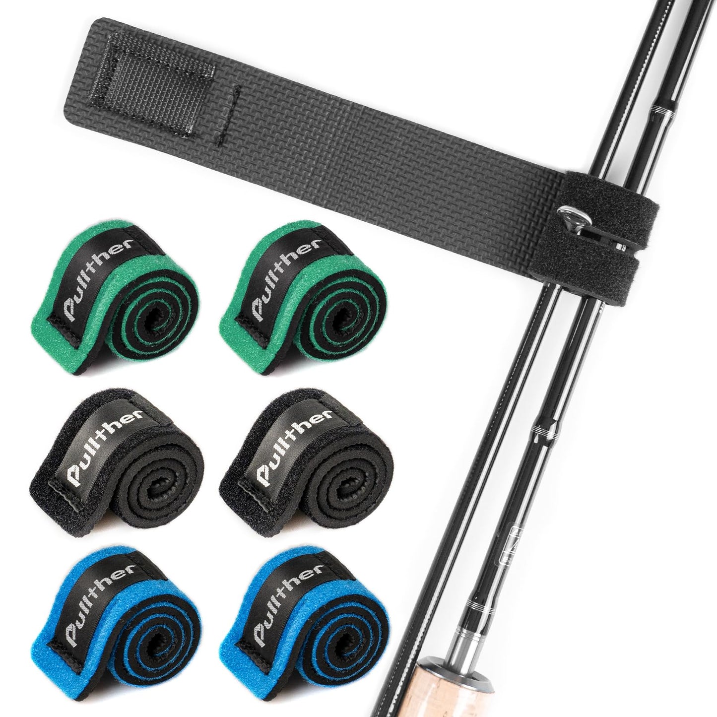 Fishing Rod Straps 6 Pack – Stretchy Ties for Spinning & Casting Rods