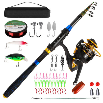 Kids Fishing Pole Set – Telescopic Rod, Spincast Reel & Tackle Kit