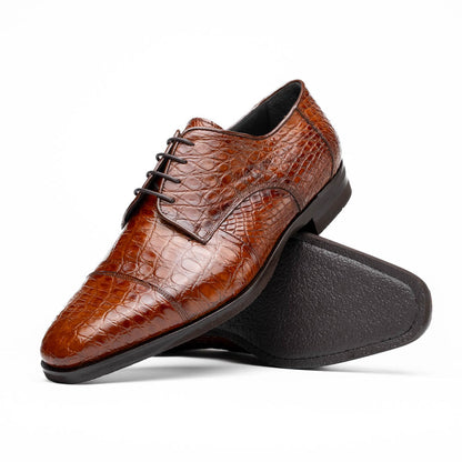 21-532-CGM ANDREA Crocodile Lace Up, Cognac