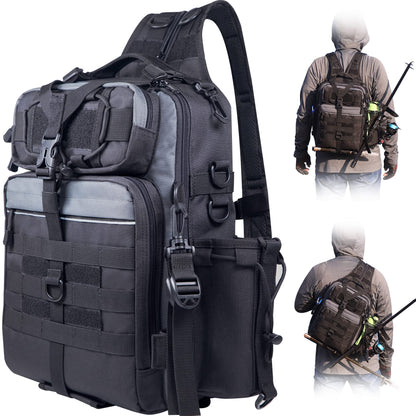 Fishing Tackle Backpack with Rod Holder – Waterproof Gear Bag