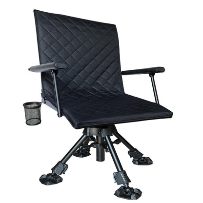 CROSS MARS Upgraded Widen Silent Swivel Stable Portable Ground Folding Outdoor Camping Fishing Hunting Blind Chair Seat with Cover 4 Legs Adjustable Height