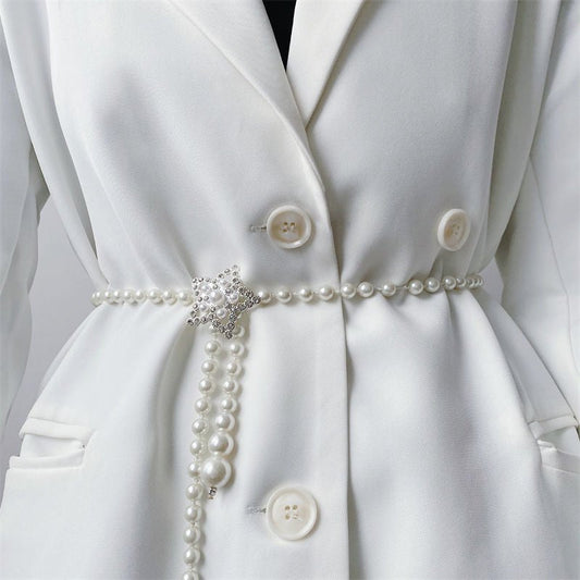 Elegant Versatile Pearl Cascade Waist Belt (MAC349)