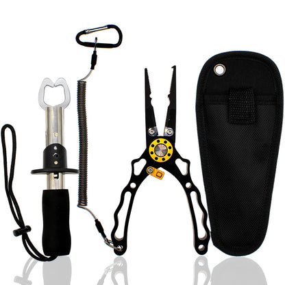Fishing Pliers & Fish Lip Gripper Set – Hook Remover & Split Ring Tool