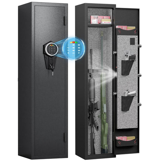 silkight Gun Safe 1-2 Gun Safes for Home Rifle and Pistols Quick Access Gun Safe for Rifles and Shotguns with Adjustable Gun Support & Removable Shelf Long Gun Safe with Dual Alarm & Mute Mode