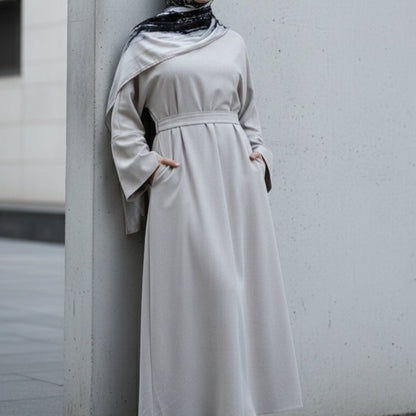 Premium Linen Effect Pullover Abaya with Pockets (MA341)