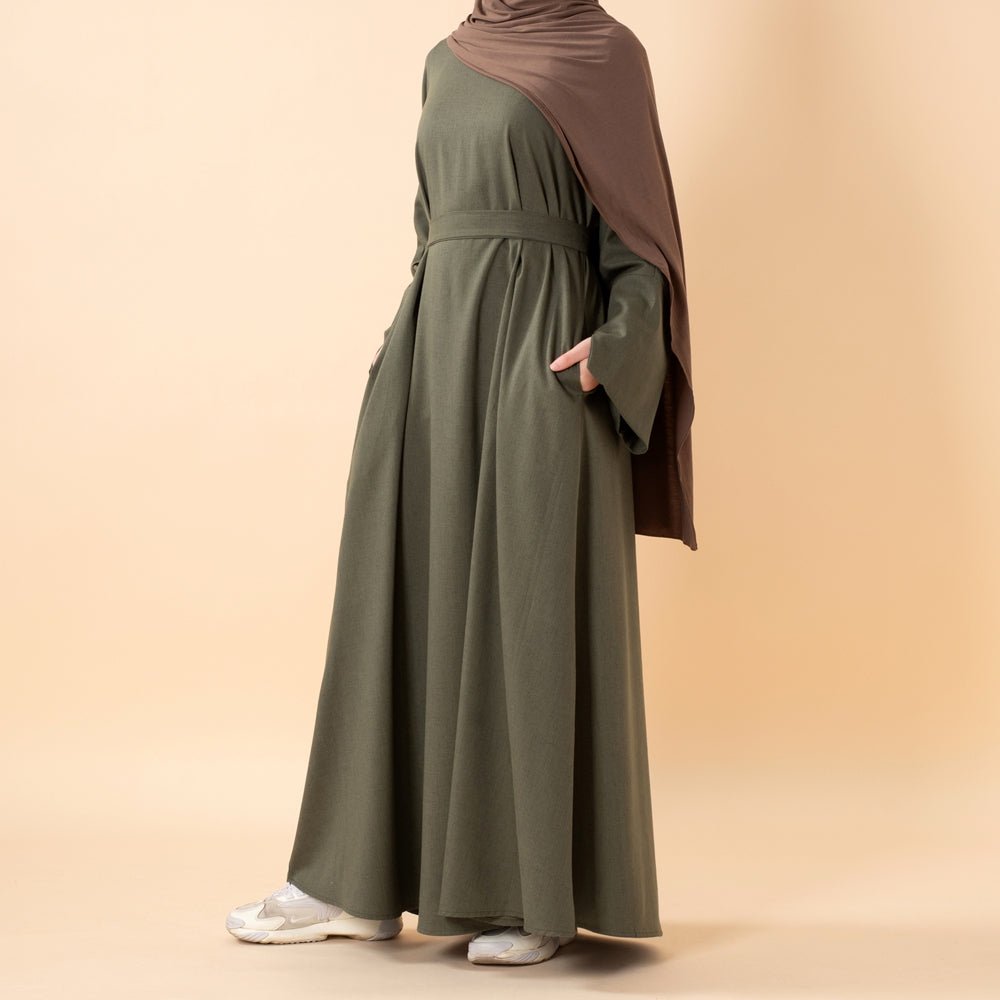 Premium Linen Effect Pullover Abaya with Pockets (MA341)